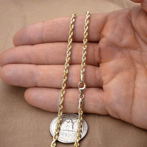 NEW! 10K Solid Gold Rope Chain, 22 inch Real 10K Yellow Gold, Stamped 10K - Picture 5 of 6